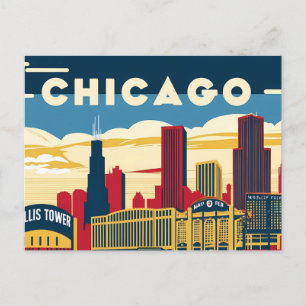 Chicago Charm: A Retro Glimpse of the Windy City Postcard