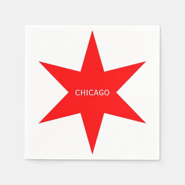 "CHICAGO" - Chicago Flag Red 6-Pointed Star Napkin (Front)