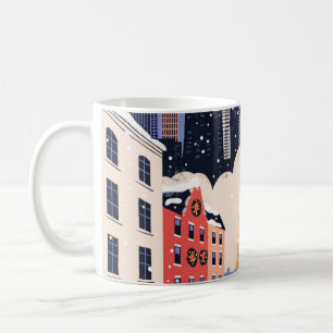 Chicago Christmas Retro Travel Poster Coffee Mug