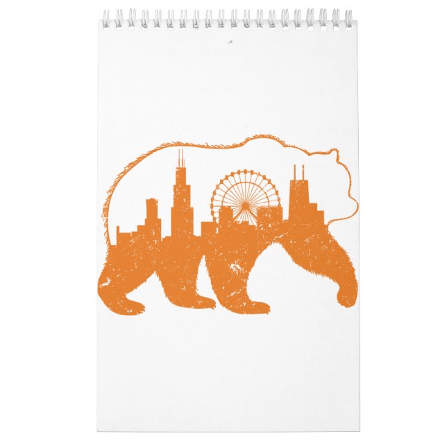 Chicago City Apparel Downtown Walking Bear Silhoue Calendar (Cover)