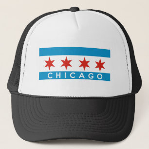 chicago city flag america text name trucker hat