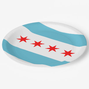 Chicago city flag paper plate