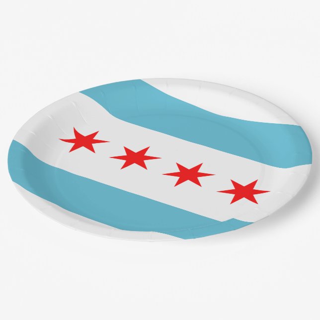 Chicago city flag paper plate (Angled)