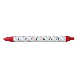 Chicago city flag personalised with custom text blue ink pen