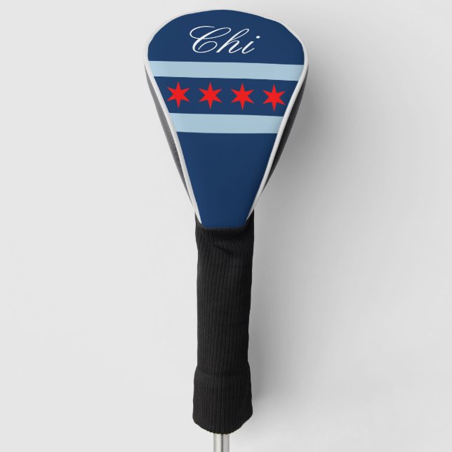 Chicago city flag personalized golf driver cover (Front)