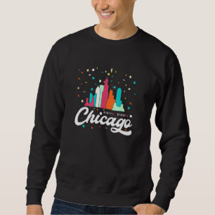Chicago City Illinois Skyline Usa American Flag Pr Sweatshirt
