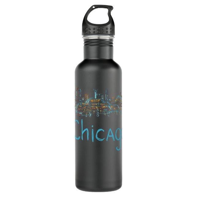 Chicago City Illinois souvenir gift for men women 710 Ml Water Bottle (Front)
