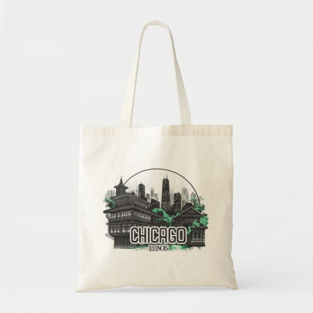 Chicago City Illinois USA Tote Bag (Front)