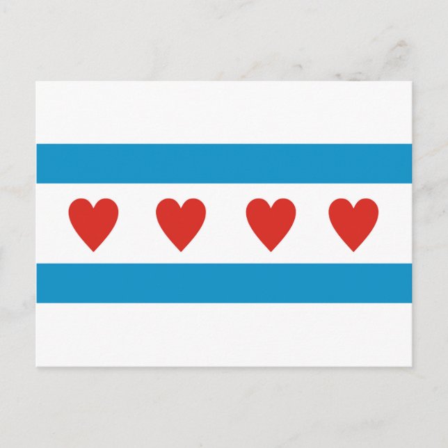 chicago city love flag hearts usa united states am postcard (Front)
