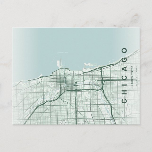Chicago City Map Minimal Postcard (Front)