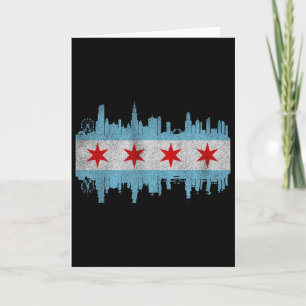 Chicago City Skyline Flag - Vintage Chicago City D Card
