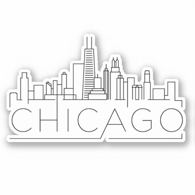 chicago city skyline line drawing modern (Front)