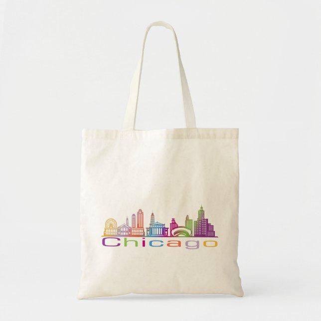 Chicago City Skyline Typography Hoodie Tote Bag (Front)