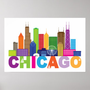 Chicago City Skyline Typography Poster