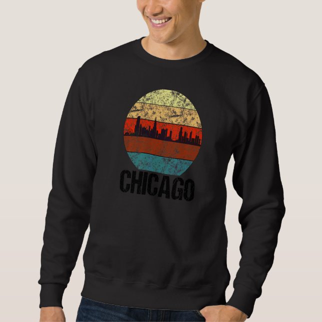 Chicago City Skyline Vintage Sunset Sweatshirt (Front)