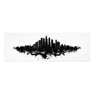 Chicago City Skyline Watercolor Black and White Photo Print