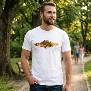 Chicago City Skyline Watercolor in orange T-Shirt