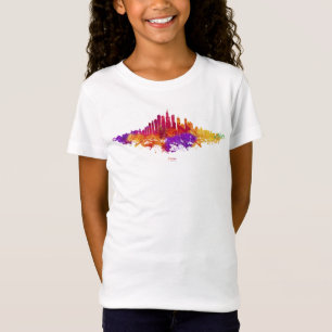 Chicago City Skyline Watercolor on White T-Shirt