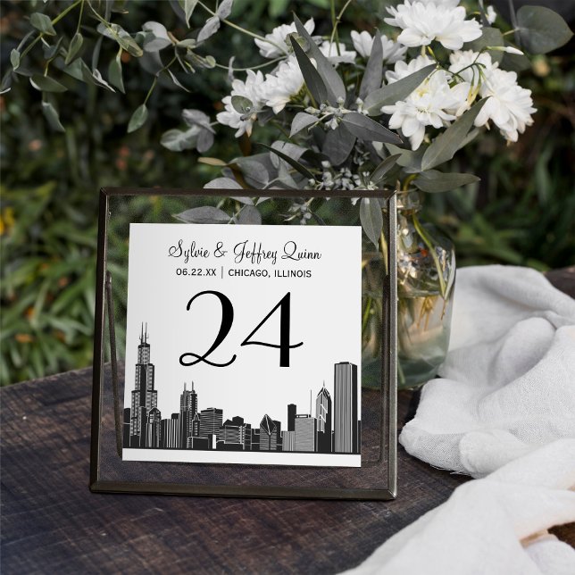 Chicago City Skyline Wedding Monogram Table Number (Creator Uploaded)