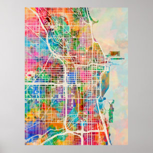 Chicago City Street Map Poster