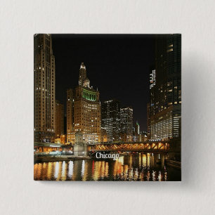 Chicago cityscape 15 cm square badge