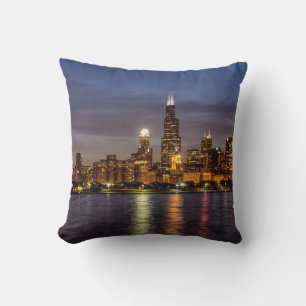 Chicago Cityscape Night New Cushion