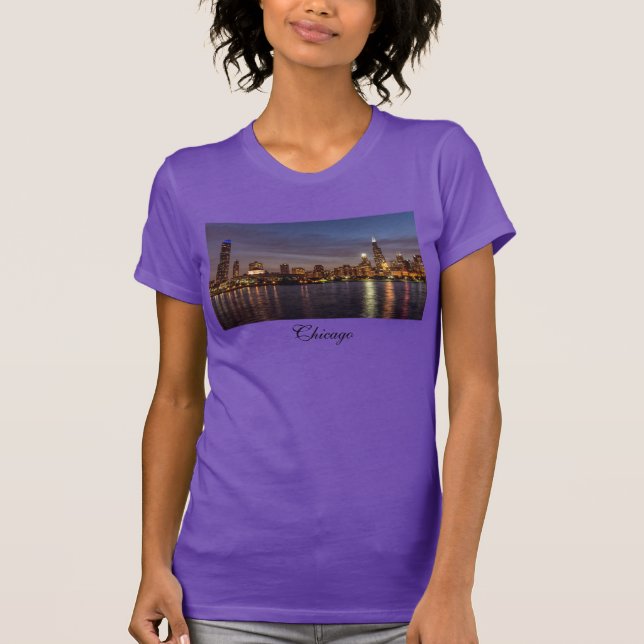 Chicago Cityscape Night  T-Shirt (Front)