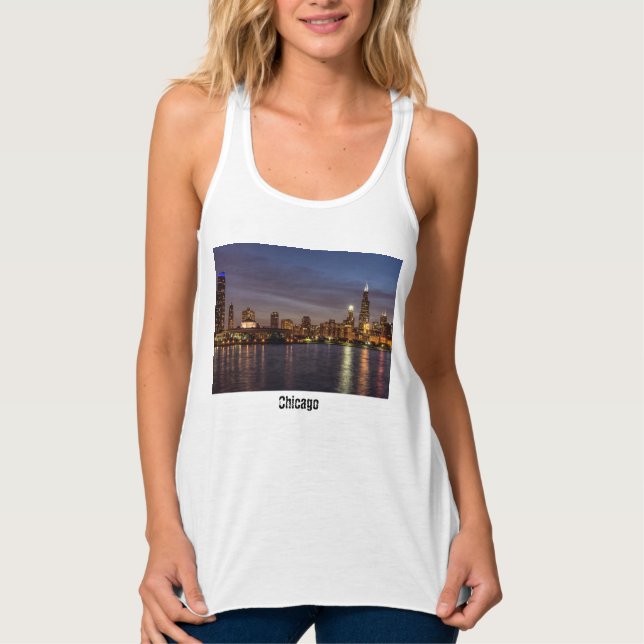 Chicago Cityscape Night Tank Top (Front)
