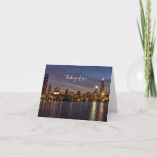 Chicago Cityscape Night Thinking Of You Card