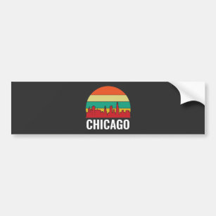 Chicago Cityscape Vintage Sunset Bumper Sticker