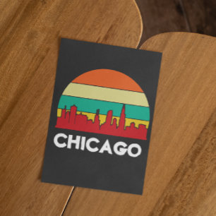 Chicago Cityscape Vintage Sunset Postcard