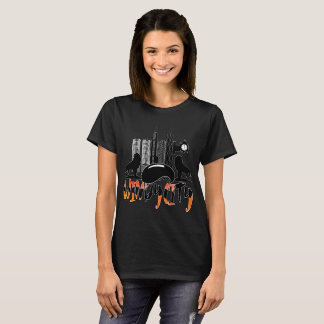 Chicago Cityscape Windy City Womens Tee Shirt (Front Full)