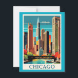 Chicago Colourful Cityscape Postcard<br><div class="desc">Chicago colourful landscape illustration.</div>