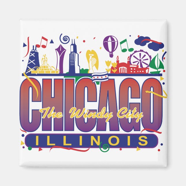 Chicago Confetti Magnet (Front)