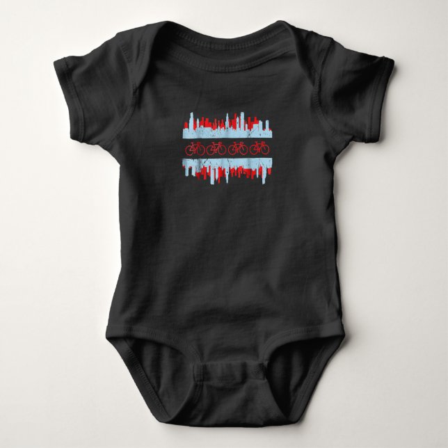 Chicago Cyclist Flag Skyline  Cycling Bicycle Gift Baby Bodysuit (Front)