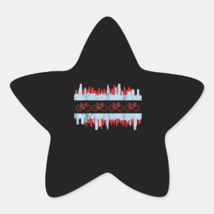 Chicago Cyclist Flag Skyline Cycling Bicycle Gift Star Sticker