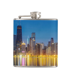 Chicago Dawn Cityscape Hip Flask