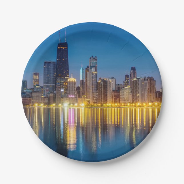 Chicago Dawn Cityscape Paper Plate (Front)