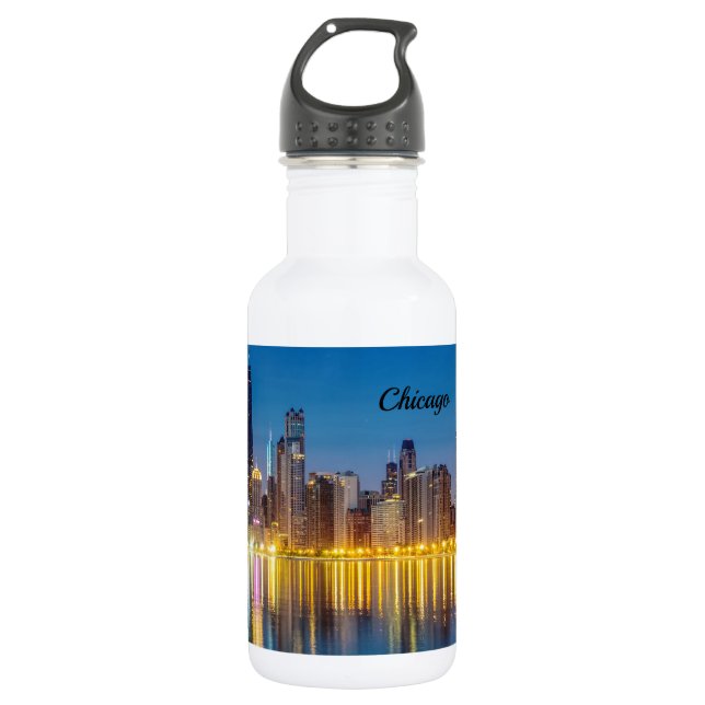 Chicago Dawn Cityscape Stainless Steel Water Bottl 532 Ml Water Bottle (Front)