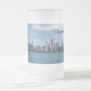 Chicago Day Cityscape Frosted Glass Beer Mug