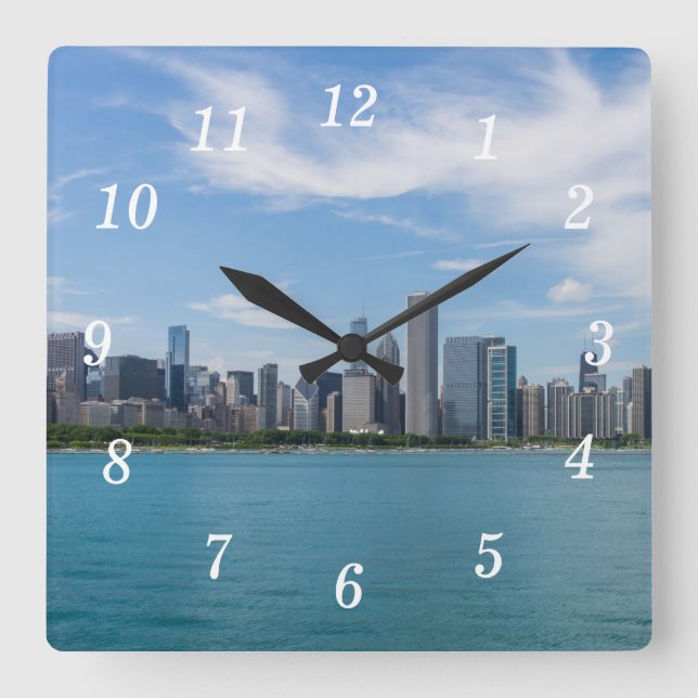 Chicago Day Cityscape Wall Clock (Front)