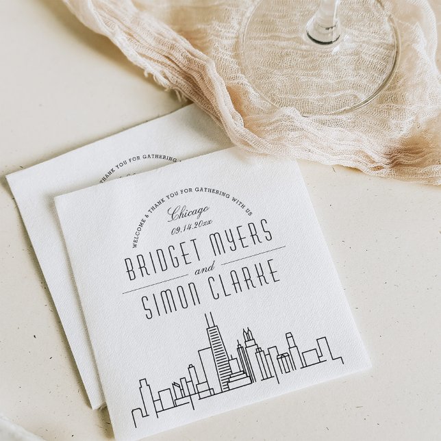 Chicago Deco Skyline | Wedding Event Napkins (Creator Uploaded)