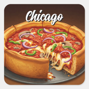 Chicago Deep Dish Pizza  Square Sticker