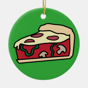Chicago Deep Dish Style Pizza Ceramic Tree Decoration