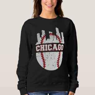 Chicago Distressed Baseball Retro Skyline USA Sweatshirt