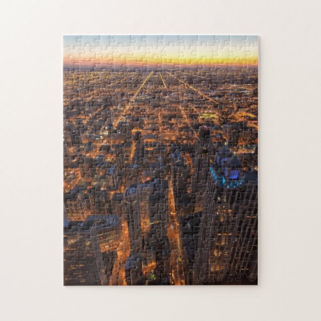 Chicago downtown at sunset jigsaw puzzle (Vertical)