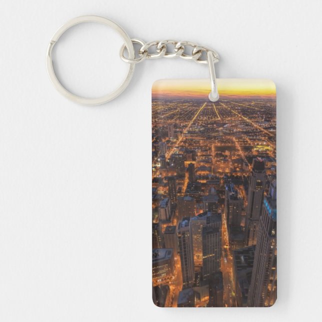 Chicago downtown at sunset key ring (Front)