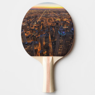 Chicago downtown at sunset ping pong paddle