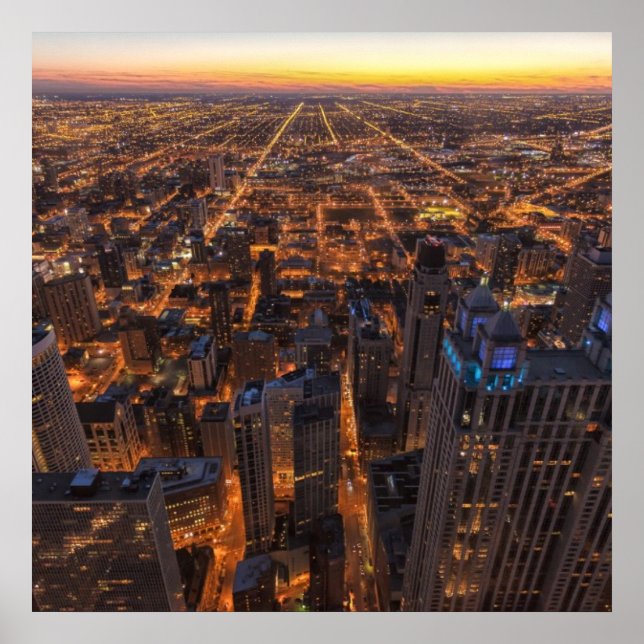 Chicago downtown at sunset poster (Front)