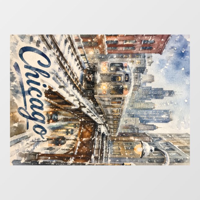 Chicago El Train in the Winter Snow (Sheet)